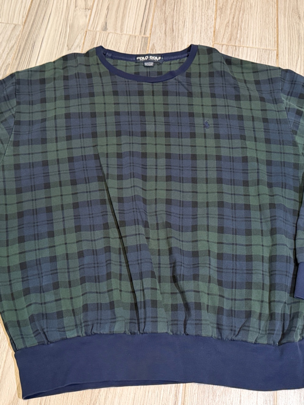 90’ Polo by Ralph Lauren Navy & Green Plaid Crewneck Sweater